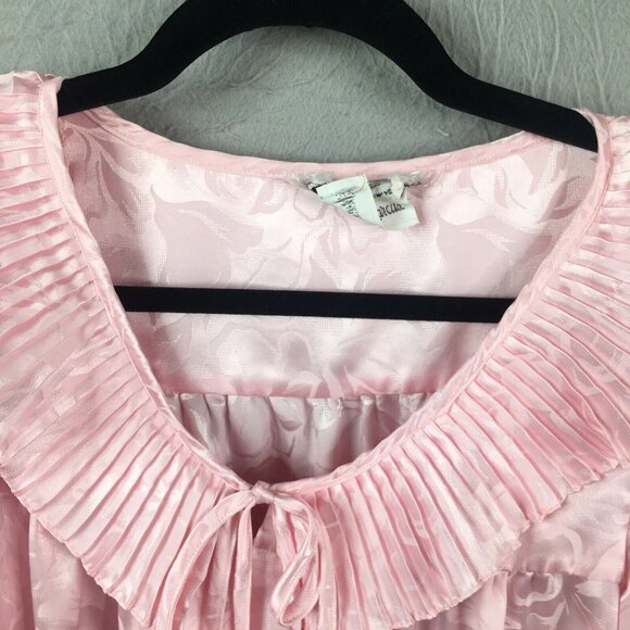 Vintage Christian Dior Robe Womens M Pink Maxi Embossed Romantic Victorian - Picture 5 of 16